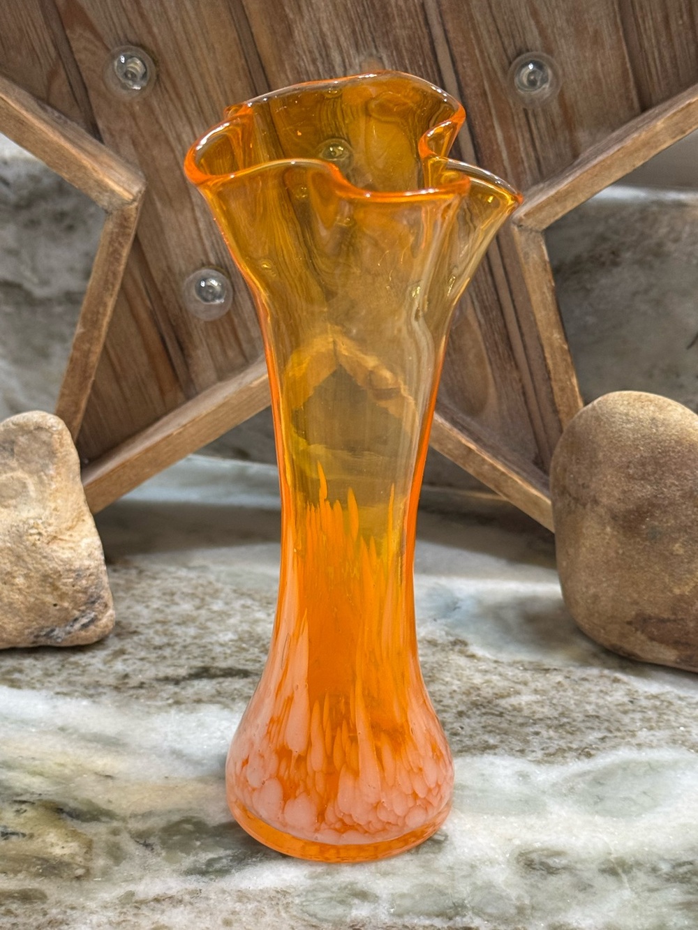 Vintage Lefton’s Japan Orange Ruffle Vase